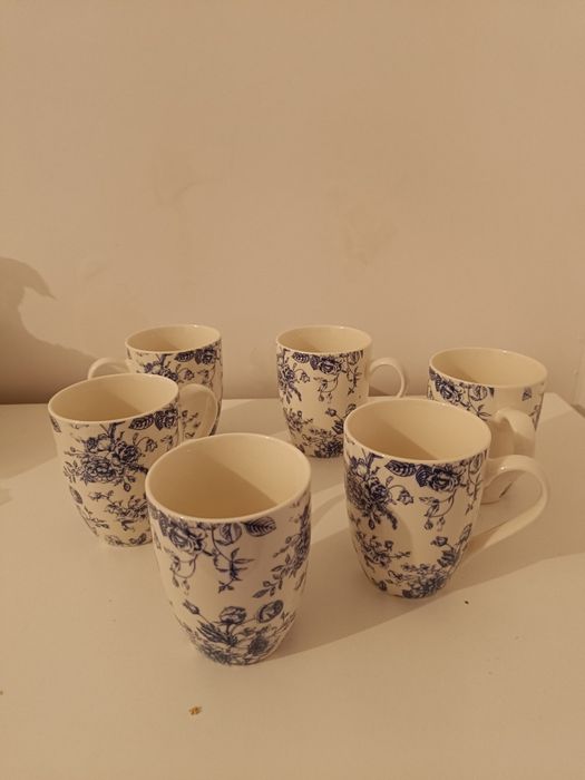 Zestaw  6 kubków Altom Design motyw biało niebieski chiński
