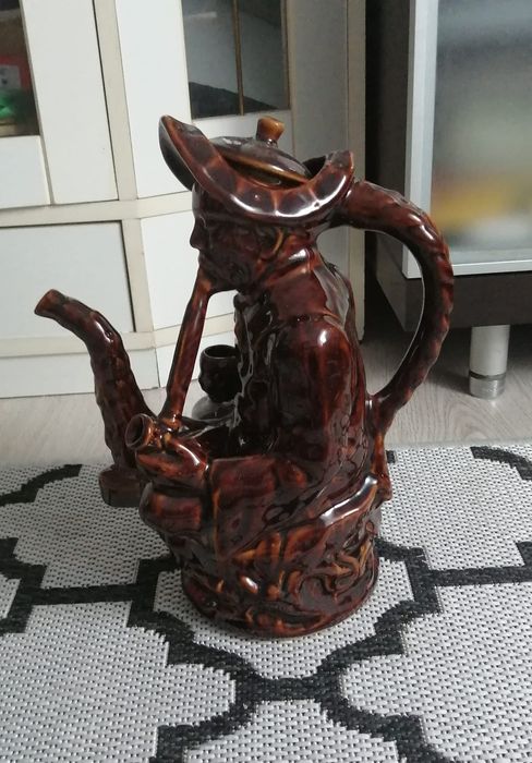 Duża Karafka figuralna CHIŃCZYK Z FAJKĄ Wawel Wałbrzych PRL Vintage