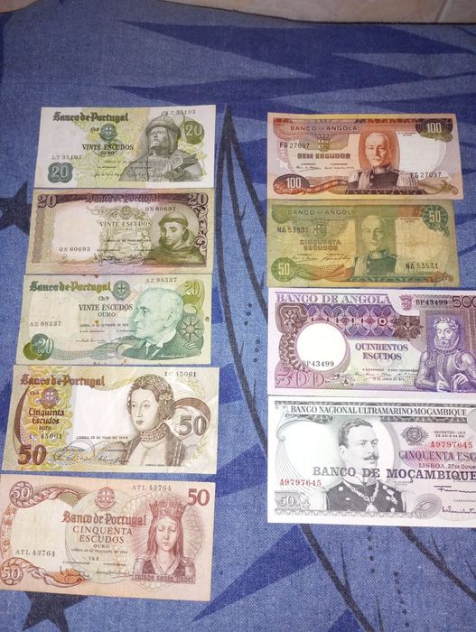 Lote notas escudo e colonial