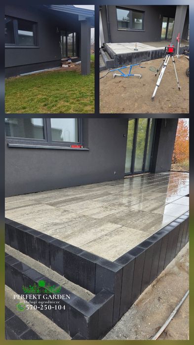 Układanie kostki brukowej tarasy