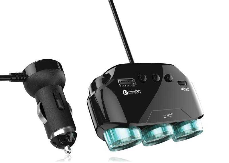 Rozdzielacz Gniazda Zapalniczki 12-24V QC3.0+PD