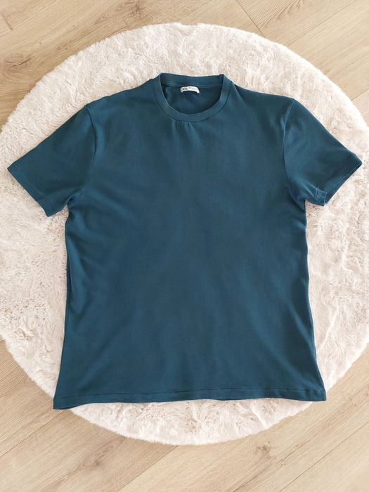 Bluzka koszulka T-shirt Zara męska XL butelkowa zieleń