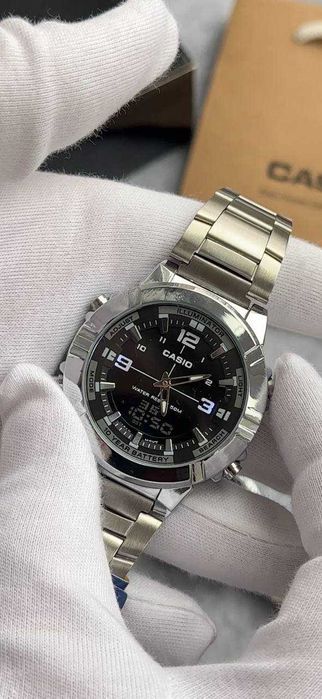 Годинник casio 870 silver black | часы мужские | касио годинник чоловічий | часы casio