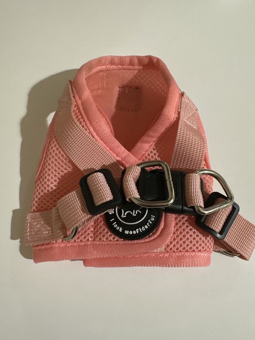 Szelki dla psa + smycz różowe