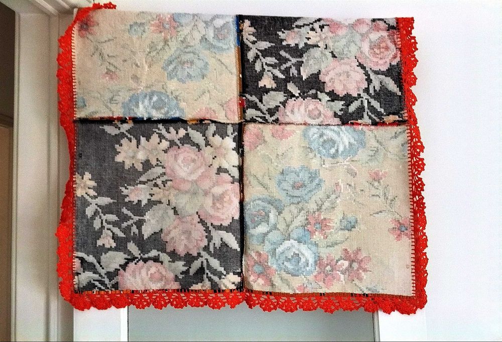 Toalha rústica pequena algodão com rosas acabamento com picot crochet