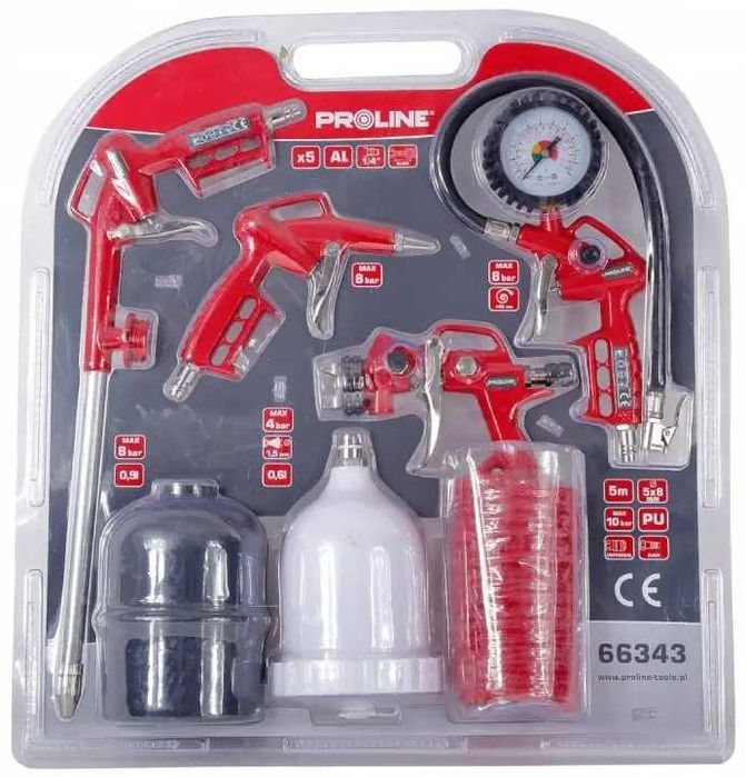 Набір пневмоінструментів для компресора 5в1 Proline (5 м / 10 бар)