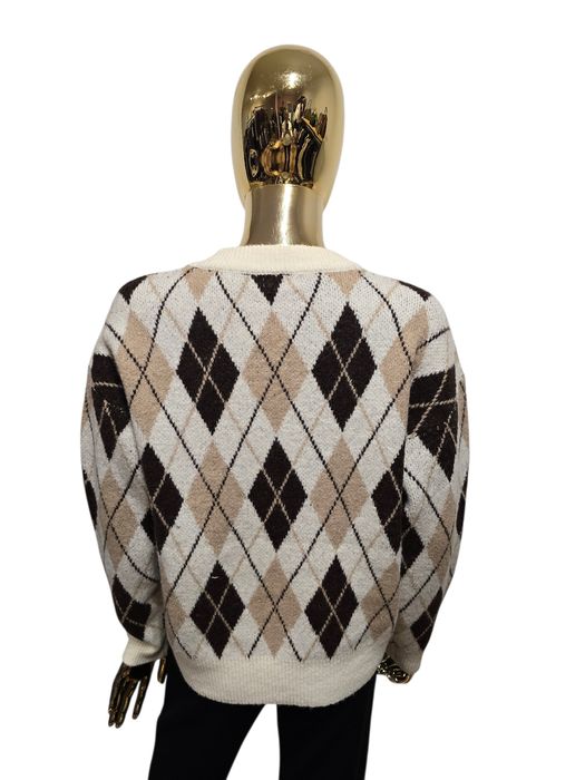 Sweter damski COZY ARGYLE kremowy w romby rozmiar uniwersalny Moocci
