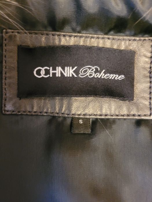 Płaszcz ochnik skóra naturalna futro lis