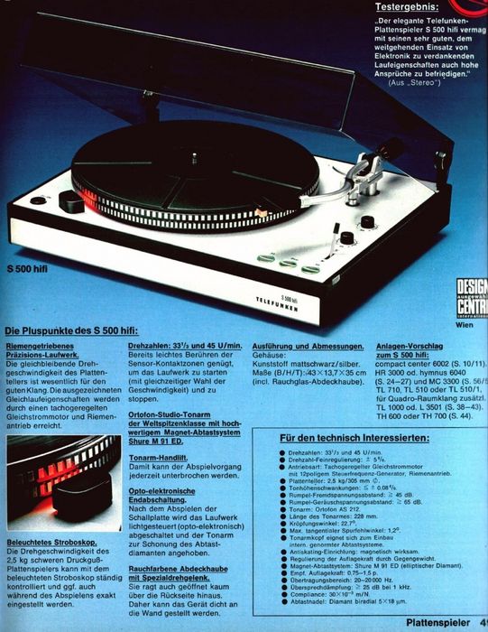 Програвач платівок Telefunken S 500 з тонармом Ortofon AS 212