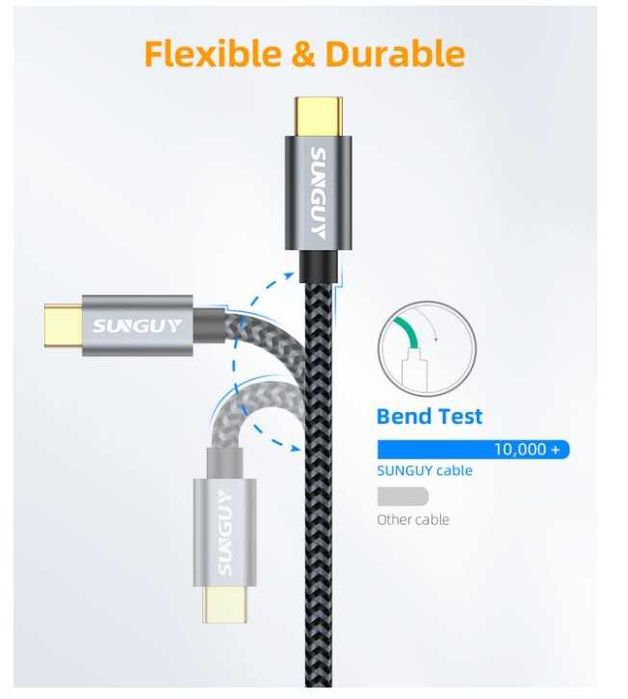 Kabel USB C do Micro USB B w oplocie 1m SUNGUY