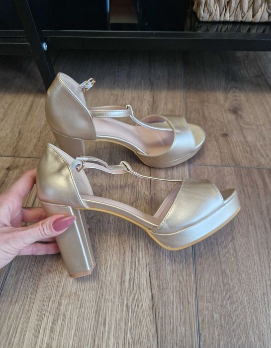 Złote buty na platformie 37 NOWE