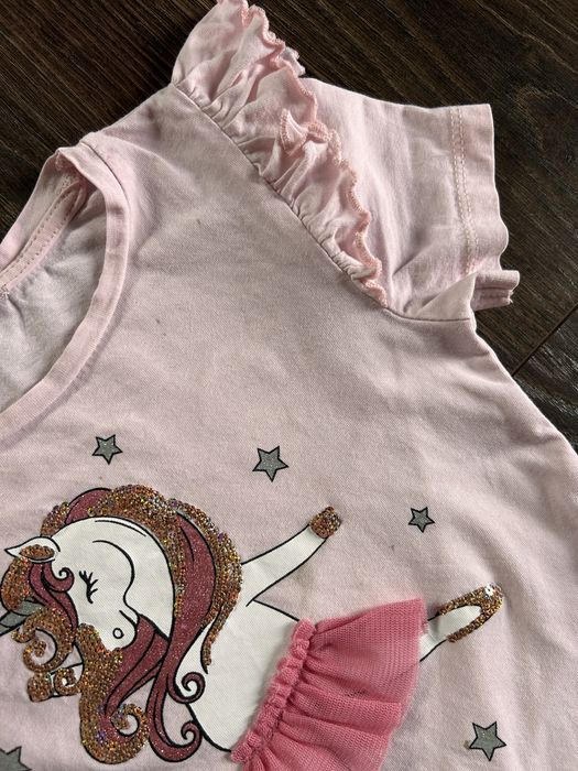 Różowa bluzka dla dziewczynki T-shirt Primark r. 98