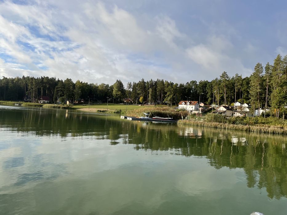 dom letniskowy, Kłębowo, pomost, łódka, Warmia i Mazury, jezioro