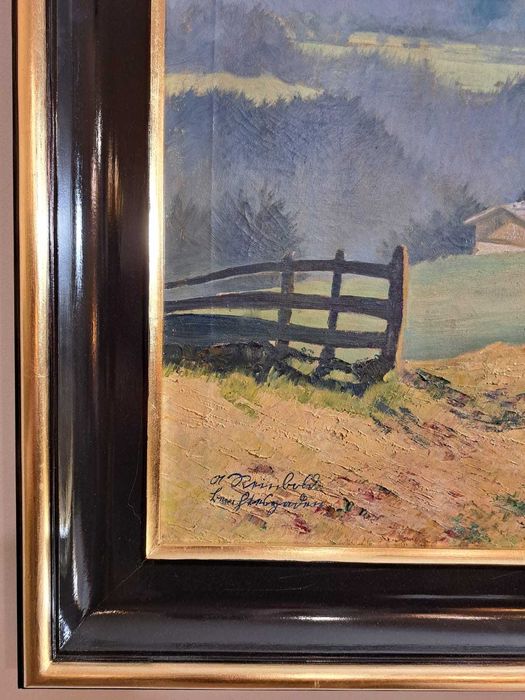 Słoneczny Pejzaż Górski - Anton Reinbold, obraz olejny