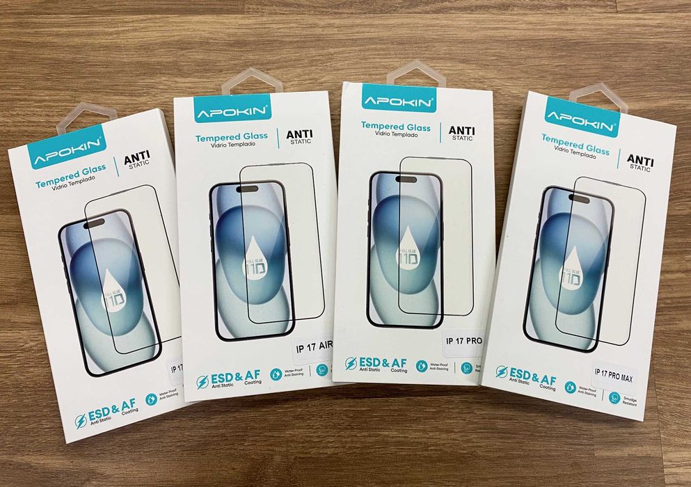 Película vidro temperado completa iPhone 17/17 Air/17 Pro/17 Pro Max