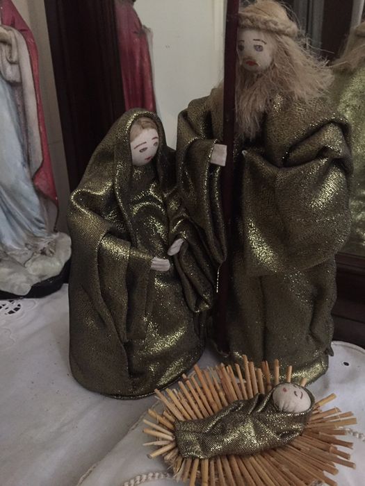 Presépio 3 peças Jesus Maria e José em tecido peça única artesanal