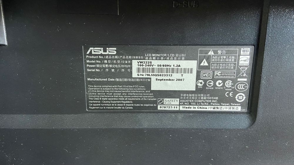 Monitor Asus 22”
