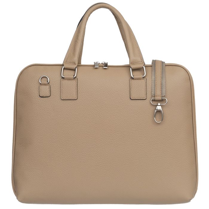VERA PELLE torebka skórzana teczka A4 torba na laptopa V537 beżowa