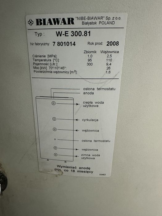 Wymiennik zasobnik wody Biawar 300 litrów