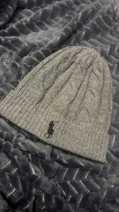 Сіра вязана шапка оригінал Polo Ralph Lauren
