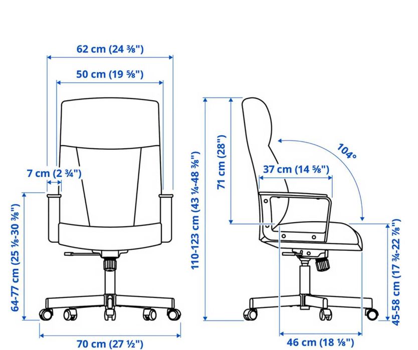 Cadeira para escritório, girátória, preta