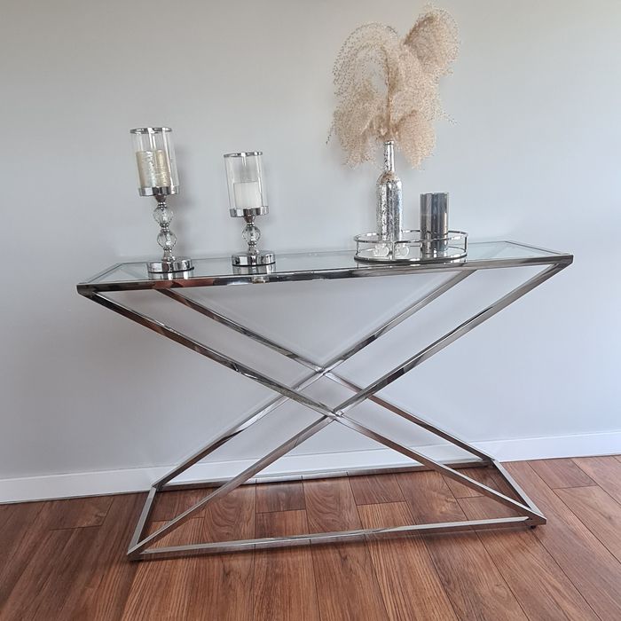 Konsola srebrna szkło