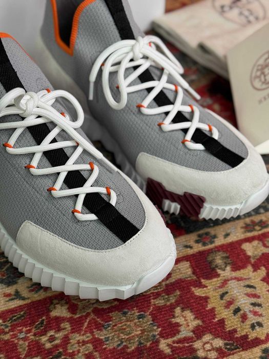 Мужские синие кроссовки Hermes текстильные кеды Эрмес летние кроссовки Ермес ob454
