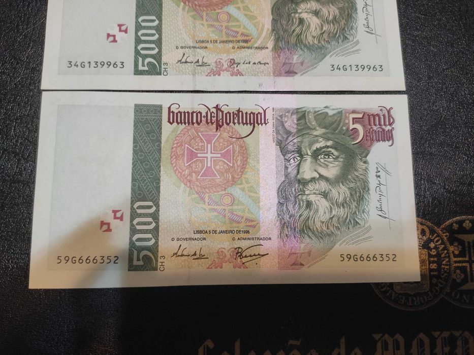 Notas de 5000$ Vasco da Gama - como Novas