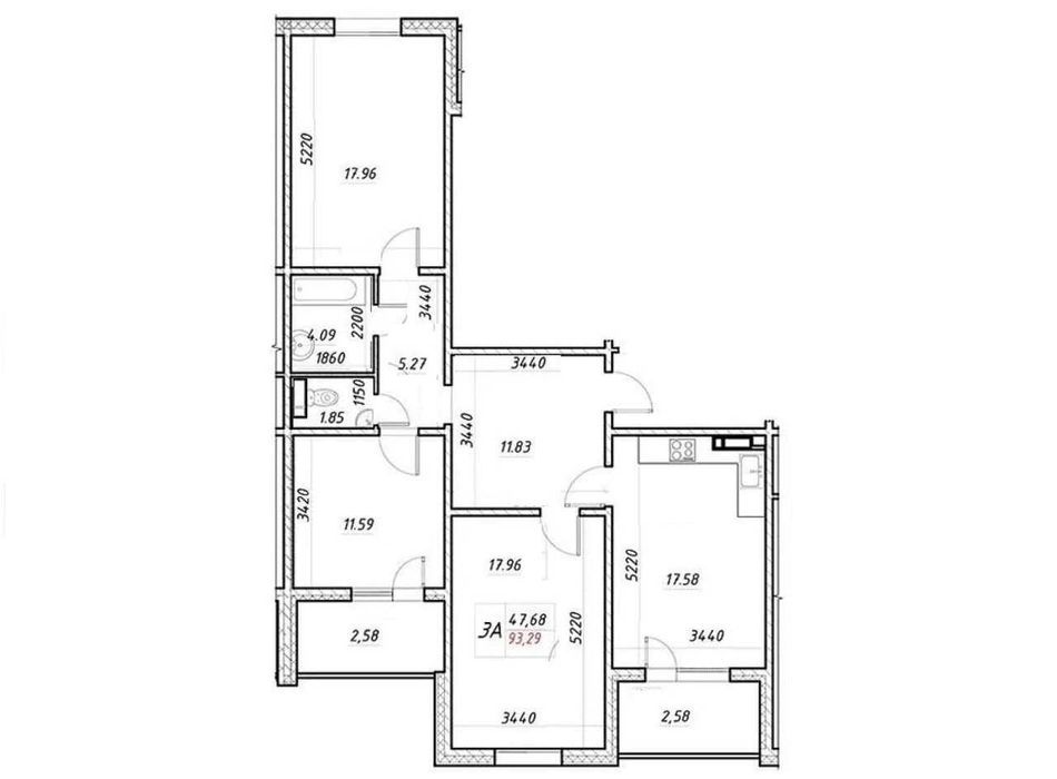 3к  Введений ЖК Деснянський, 93м2, буд №1. Без %