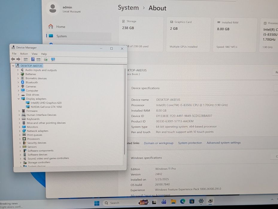 Трансформер Microsoft Surface Book 2 i5-8350u 8/256 GTX 1050 3k