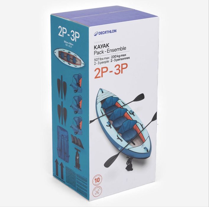 Надувний каяк Decathlon 100 Essential, 2–3-місний, комплект