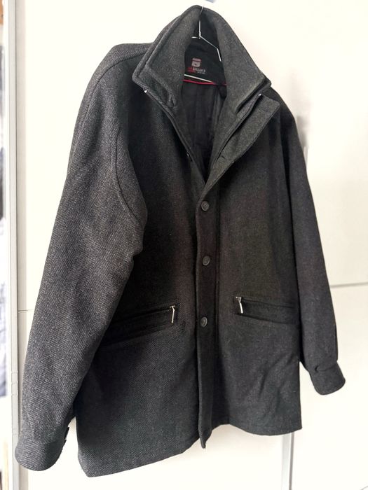 Męski płaszcz oversize grafitowy szary 80% wełna