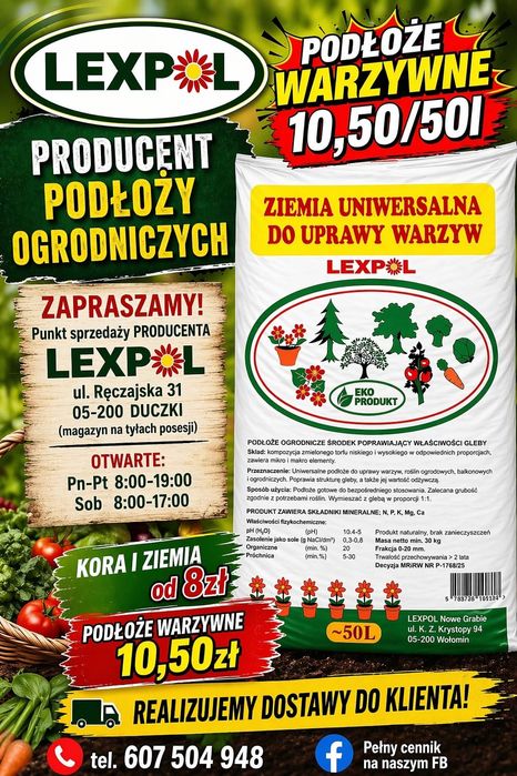 Ziemia warzywna ,podłoże do upraw ,Duczki ,Dostawa