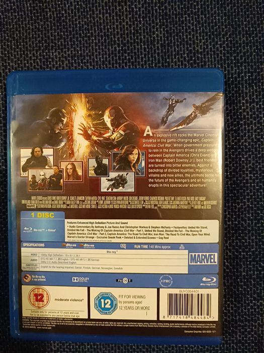 Blu ray do filme "Captain America: Civil War" (portes grátis)