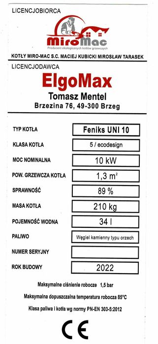 10kw kocioł piec na drewno węgiel