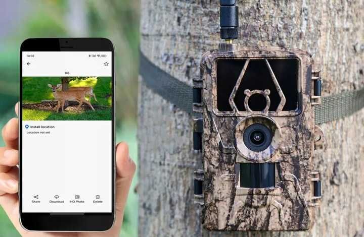 Kamera leśna FOTOPUŁAPKA na kartę SIM aplikacja GSM myśliwska IR LTE