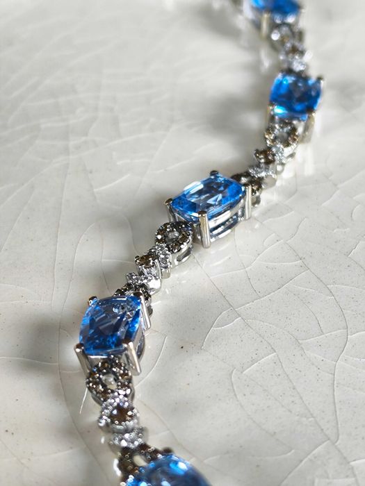 Luksusowa Bransoletka Le Vian z brylantami 2,20ct i topazami / certyfikat