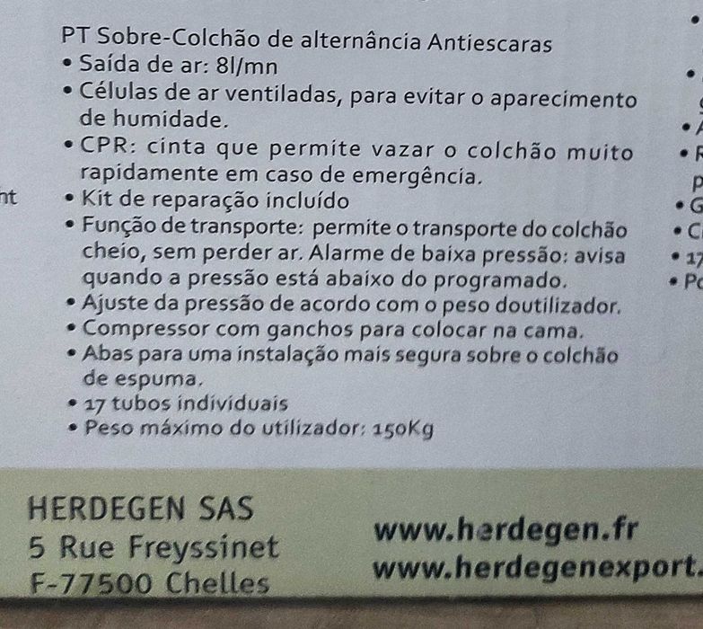 Colchão anti-escaras com compressor