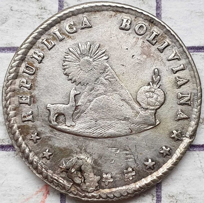 Boliwia 1 sol 1851 3,6g Ag 666