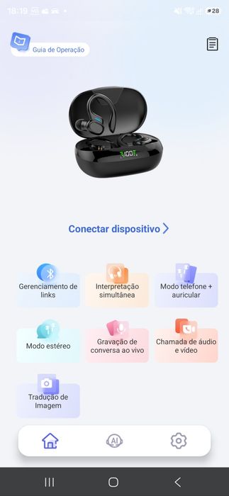 Auriculares esportivo com tradutor integrado