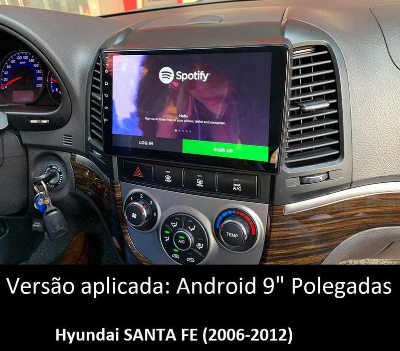 (NOVO) Rádio 2DIN 9" • Hyundai SANTA FE (2000 a 2012) Android [4+64GB]