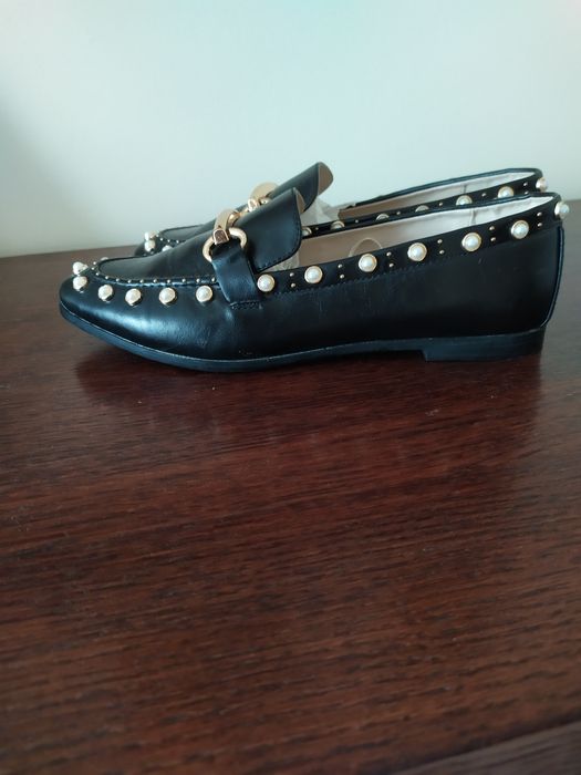 Zara czarrne mokasyny buty peły 36 nowe bez metki