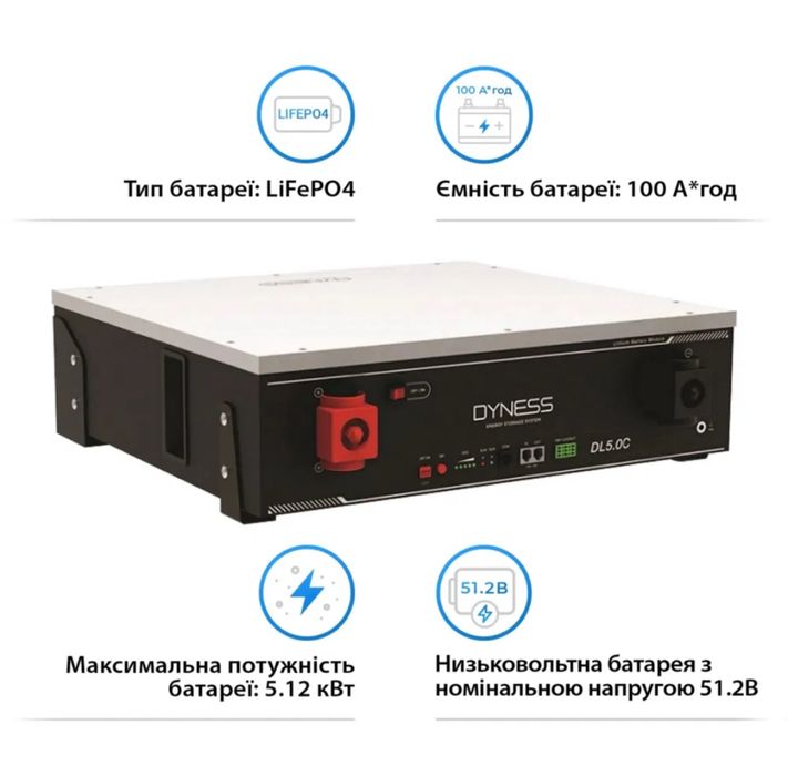 Аккумулятор DYNESS DL5.0C, LiFePO4 51,2V/100AH (5120W*h) у Наявності!!