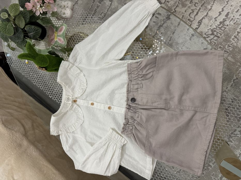 Набір сорочка блуза та спідничка беж 110 розмір