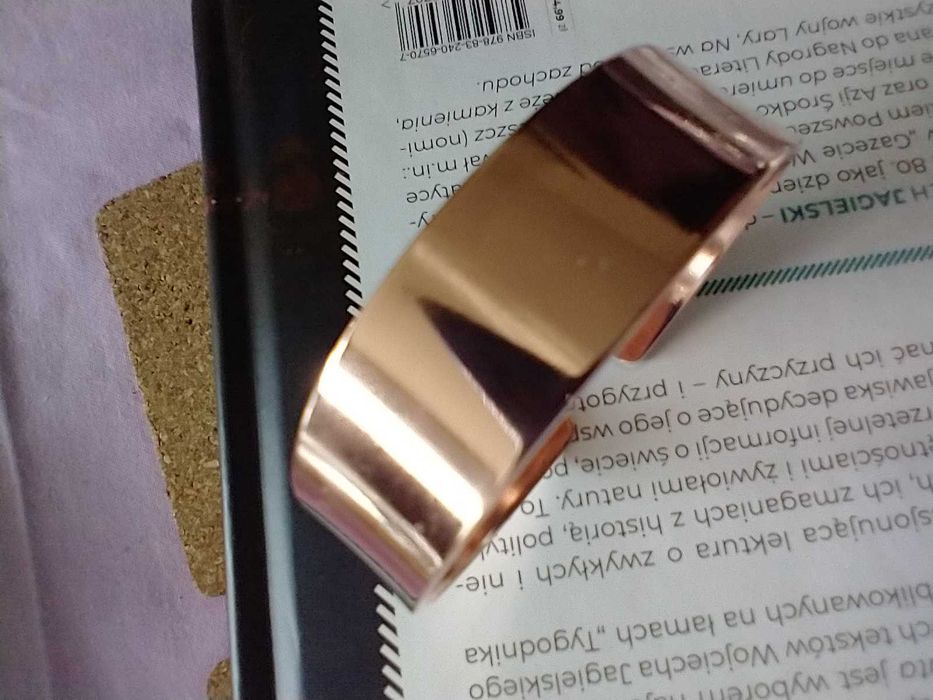 Gładka bransoleta czysta miedź metaloplastyka rękodzieło