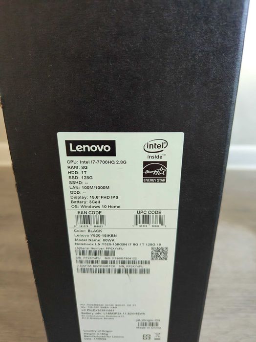Laptop Lenovo Legion Y520 i7-7700HQ GTX 1050 Ti 4GB SSD HDD IGŁA