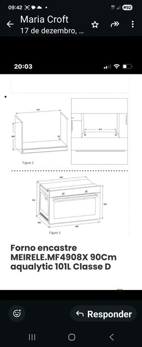 Fogão de encastrar novo 90cms