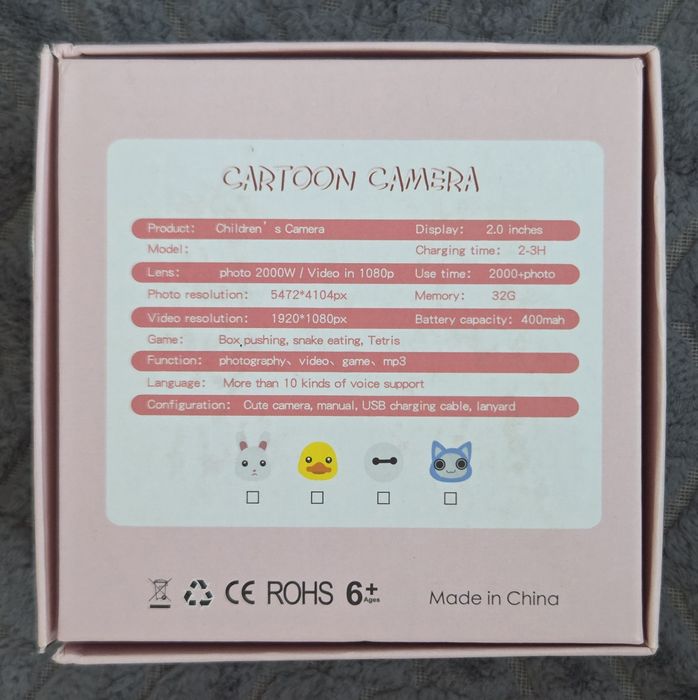 Дитяча камера Cartoon Camera Rabbit рожева FullHD