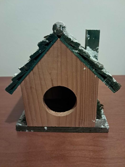 Casinha de Pássaro Artesanal de Madeira (motivo Natal)