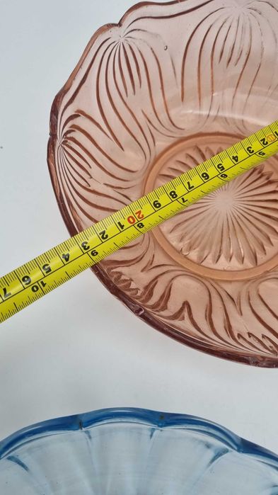 4x misa szkło prasowane Ząbkowice Hortensja Design PRL Art Deco